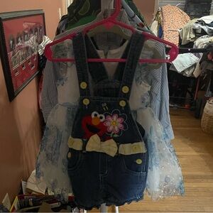 Denim Kids Overalls with Elmo Patch